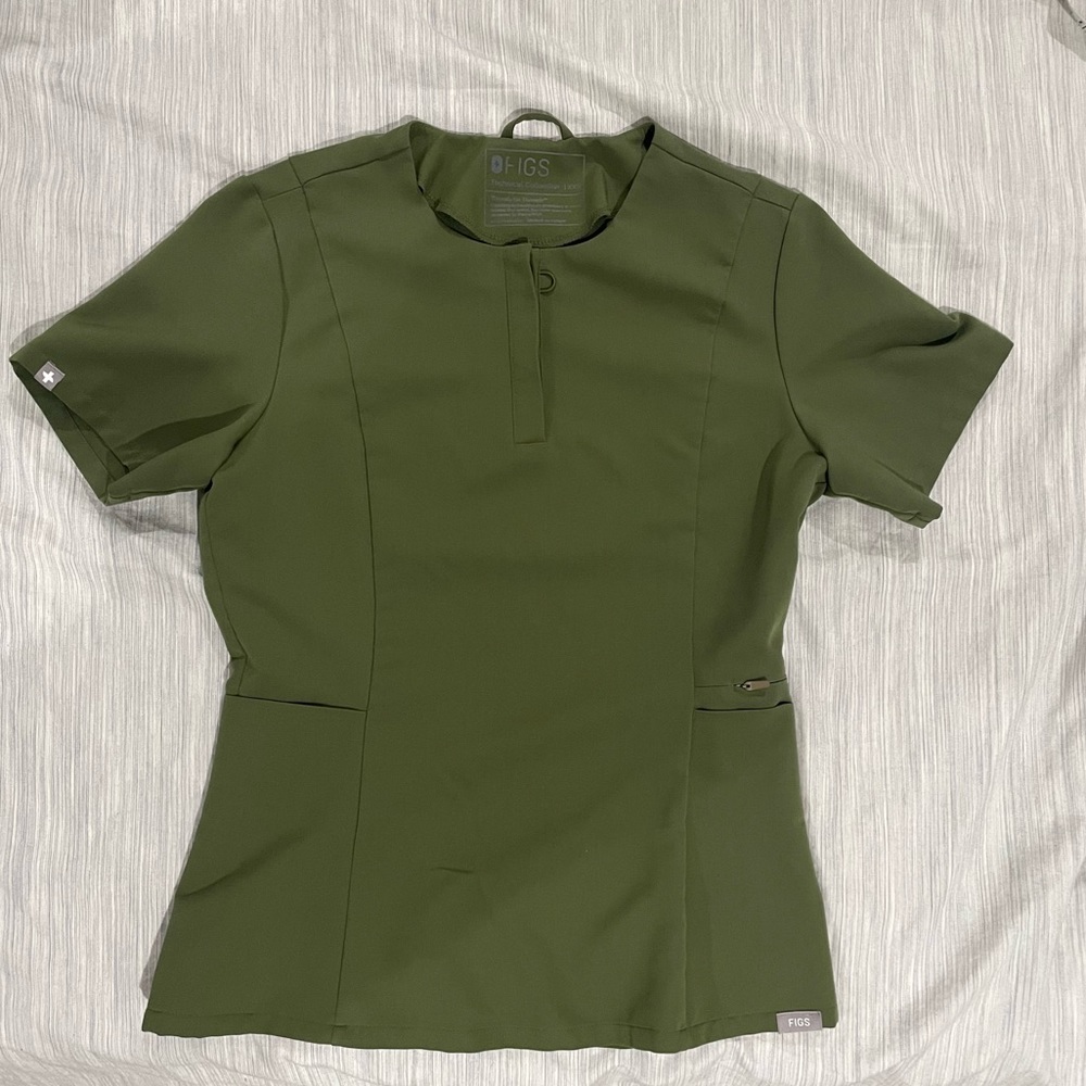 FIGS Dark Olive Scrub Top